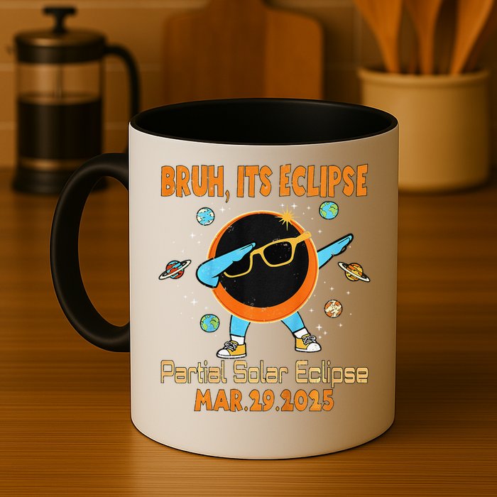 Bruh Partial Solar Eclipse March 2025 Dabbing Coffee Mug