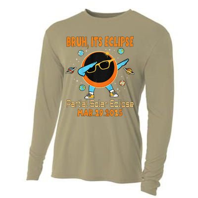 Bruh Partial Solar Eclipse March 2025 Dabbing Cooling Performance Long Sleeve Crew