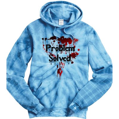 Bloody Problem Solved Halloween Scary Horror Print Effect Tie Dye Hoodie