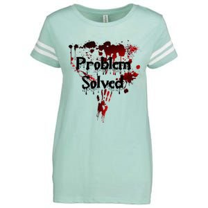 Bloody Problem Solved Halloween Scary Horror Print Effect Enza Ladies Jersey Football T-Shirt