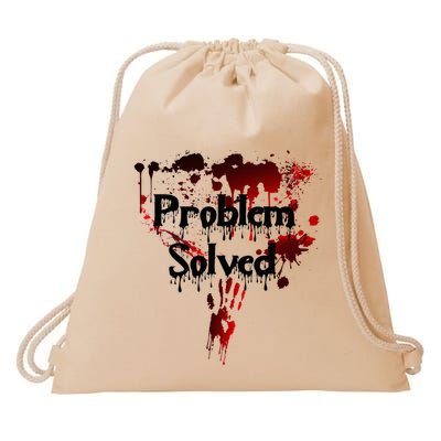 Bloody Problem Solved Halloween Scary Horror Print Effect Drawstring Bag