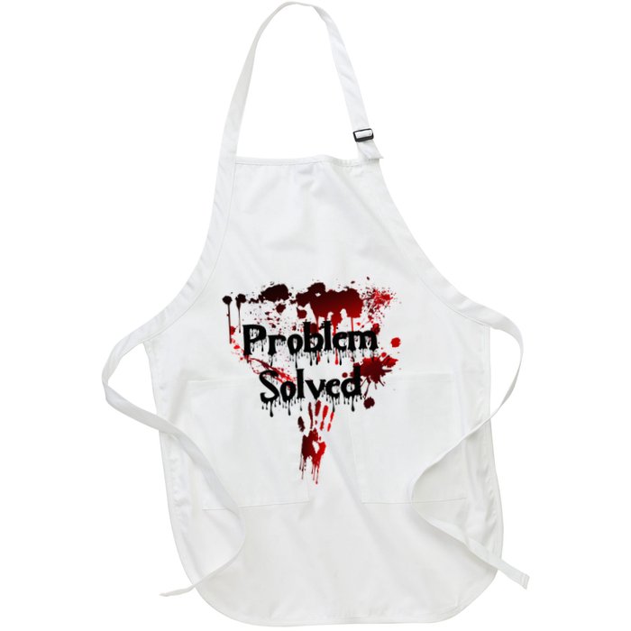 Bloody Problem Solved Halloween Scary Horror Print Effect Full-Length Apron With Pockets