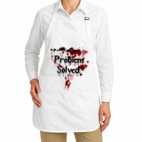 Bloody Problem Solved Halloween Scary Horror Print Effect Full-Length Apron With Pockets