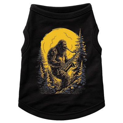 Bigfoot Playing Saxophone Aesthetic Sasquatch Saxophone Doggie Tank