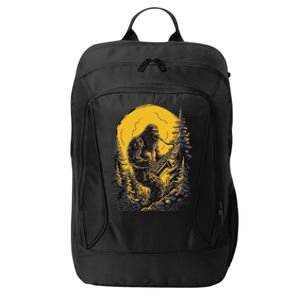 Bigfoot Playing Saxophone Aesthetic Sasquatch Saxophone City Backpack