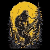 Bigfoot Playing Saxophone Aesthetic Sasquatch Saxophone Button