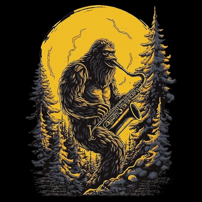 Bigfoot Playing Saxophone Aesthetic Sasquatch Saxophone Button