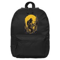 Bigfoot Playing Saxophone Aesthetic Sasquatch Saxophone 16 in Basic Backpack