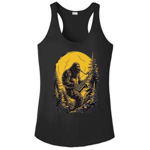 Bigfoot Playing Saxophone Aesthetic Sasquatch Saxophone Ladies PosiCharge Competitor Racerback Tank