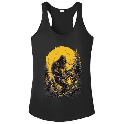 Bigfoot Playing Saxophone Aesthetic Sasquatch Saxophone Ladies PosiCharge Competitor Racerback Tank