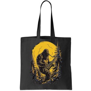 Bigfoot Playing Saxophone Aesthetic Sasquatch Saxophone Tote Bag