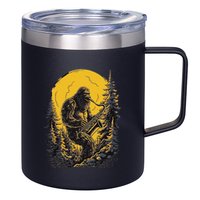 Bigfoot Playing Saxophone Aesthetic Sasquatch Saxophone 12oz Stainless Steel Coffee Mug