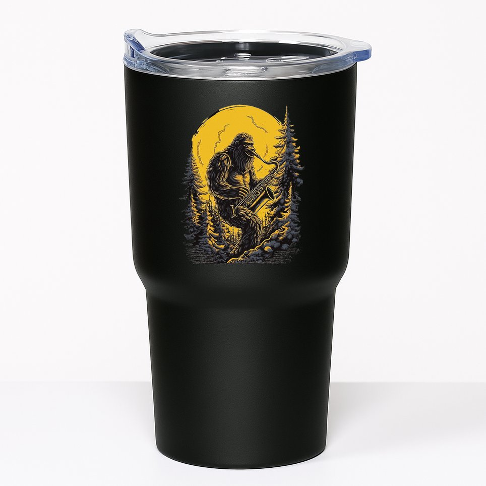 Bigfoot Playing Saxophone Aesthetic Sasquatch Saxophone Tumbler