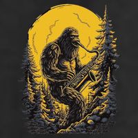 Bigfoot Playing Saxophone Aesthetic Sasquatch Saxophone Golf Towel