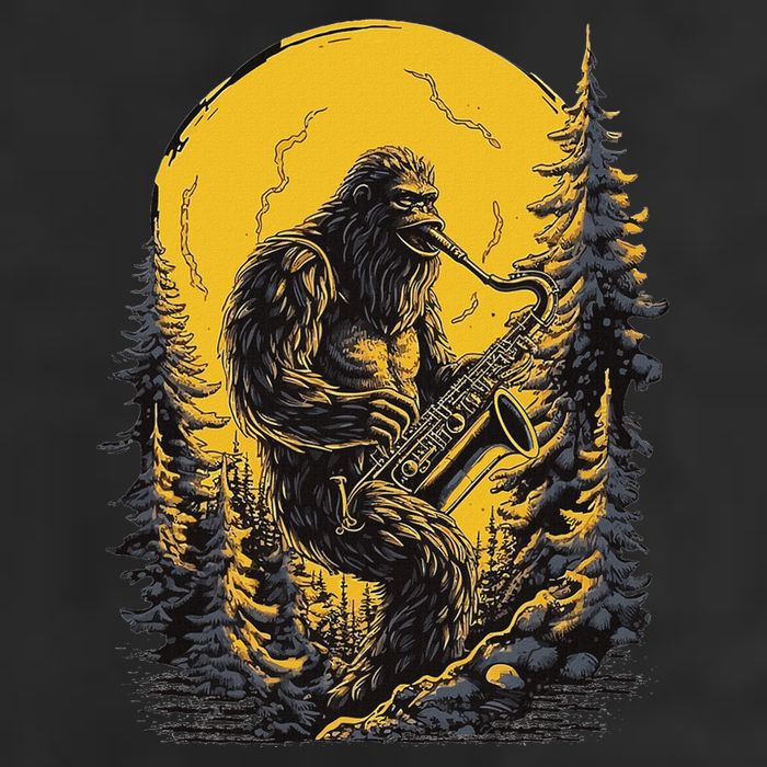 Bigfoot Playing Saxophone Aesthetic Sasquatch Saxophone Golf Towel