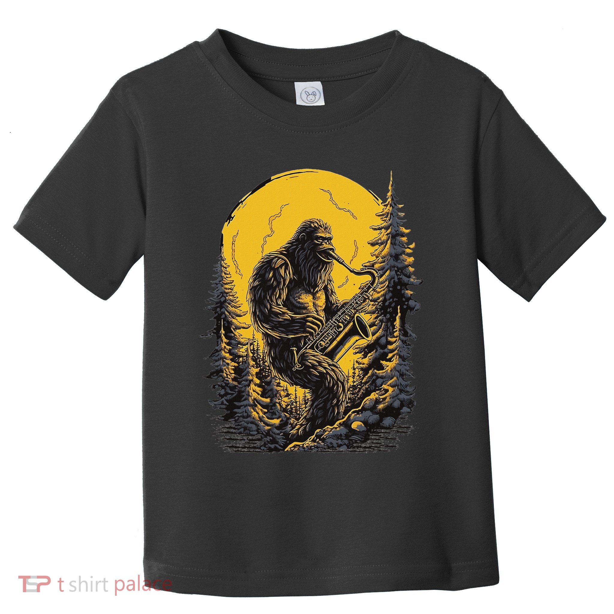 Bigfoot Playing Saxophone Aesthetic Sasquatch Saxophone Toddler T-Shirt