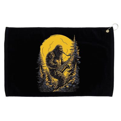 Bigfoot Playing Saxophone Aesthetic Sasquatch Saxophone Grommeted Golf Towel