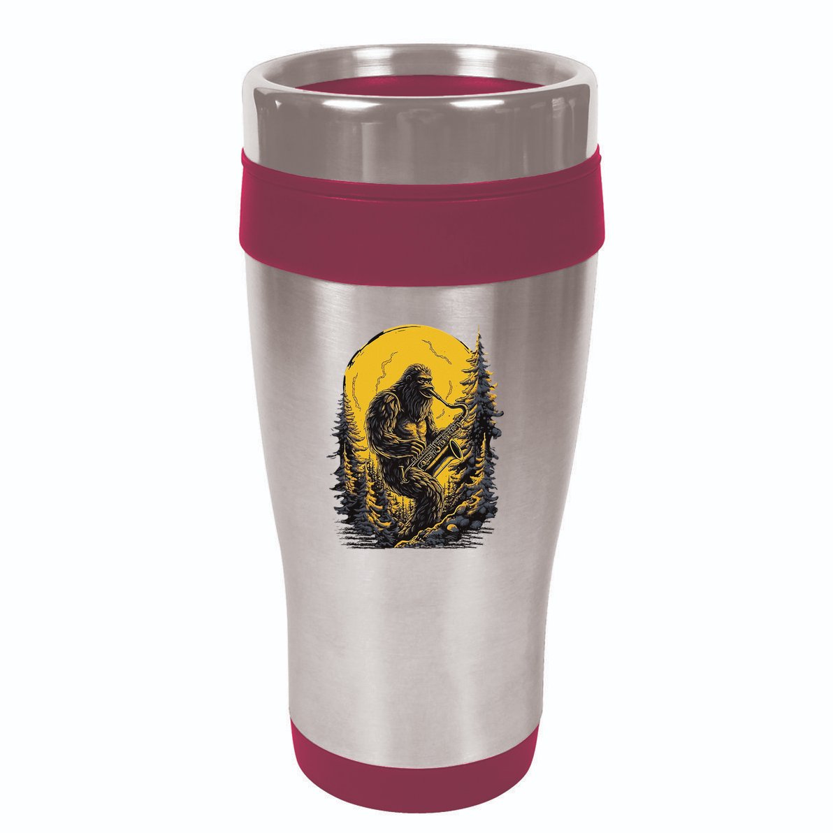 Bigfoot Playing Saxophone Aesthetic Sasquatch Saxophone 16oz Travel Tumbler