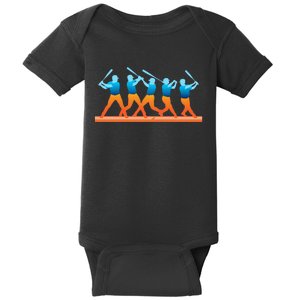 Baseball Player Silhouette Action Baby Bodysuit