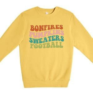 Bonfires Pumpkins Sweaters Football Fall Season Premium Crewneck Sweatshirt