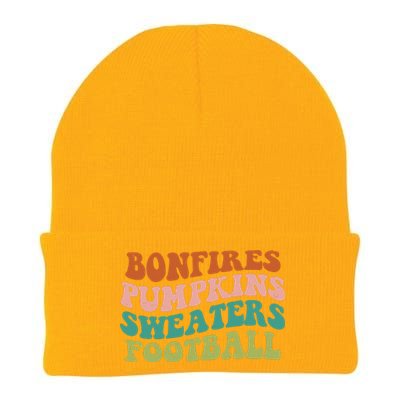 Bonfires Pumpkins Sweaters Football Fall Season Knit Cap Winter Beanie