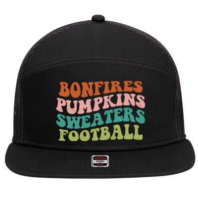 Bonfires Pumpkins Sweaters Football Fall Season 7 Panel Mesh Trucker Snapback Hat