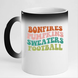 Bonfires Pumpkins Sweaters Football Fall Season 11oz Black Color Changing Mug