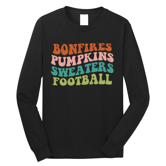 Bonfires Pumpkins Sweaters Football Fall Season Long Sleeve Shirt