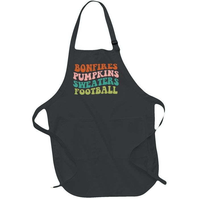 Bonfires Pumpkins Sweaters Football Fall Season Full-Length Apron With Pockets