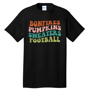 Bonfires Pumpkins Sweaters Football Fall Season Tall T-Shirt