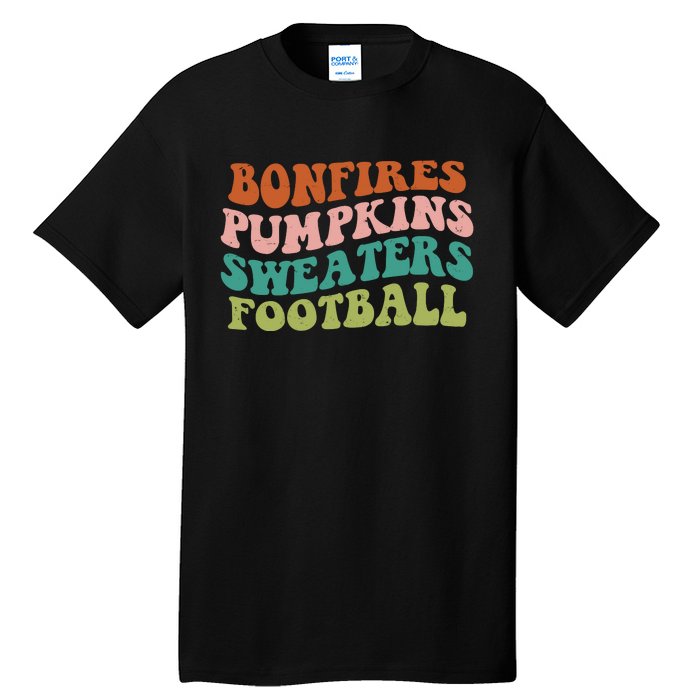 Bonfires Pumpkins Sweaters Football Fall Season Tall T-Shirt