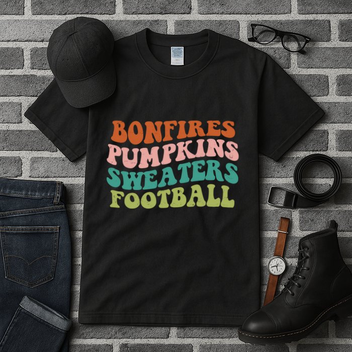 Bonfires Pumpkins Sweaters Football Fall Season Tall T-Shirt
