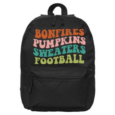 Bonfires Pumpkins Sweaters Football Fall Season 16 in Basic Backpack