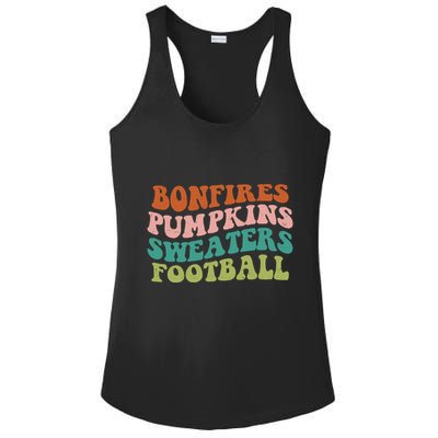 Bonfires Pumpkins Sweaters Football Fall Season Ladies PosiCharge Competitor Racerback Tank