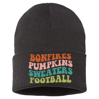 Bonfires Pumpkins Sweaters Football Fall Season Sustainable Knit Beanie