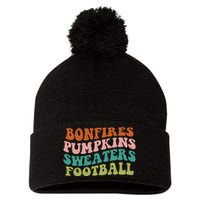 Bonfires Pumpkins Sweaters Football Fall Season Pom Pom 12in Knit Beanie