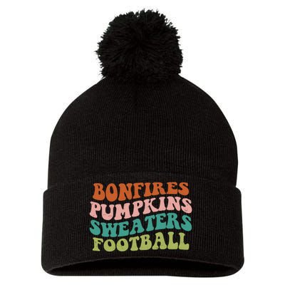 Bonfires Pumpkins Sweaters Football Fall Season Pom Pom 12in Knit Beanie