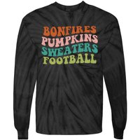 Bonfires Pumpkins Sweaters Football Fall Season Tie-Dye Long Sleeve Shirt