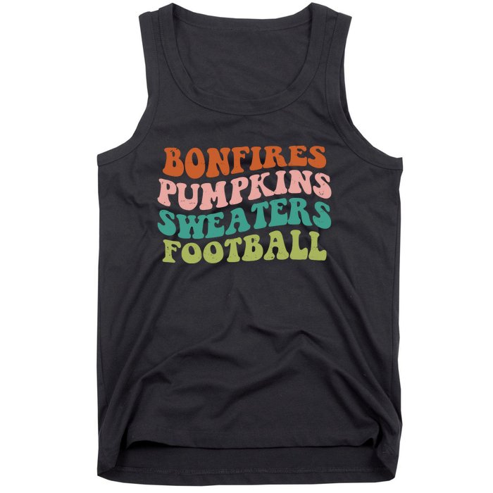 Bonfires Pumpkins Sweaters Football Fall Season Tank Top