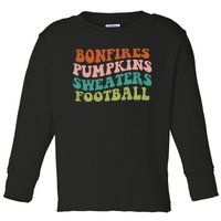 Bonfires Pumpkins Sweaters Football Fall Season Toddler Long Sleeve Shirt