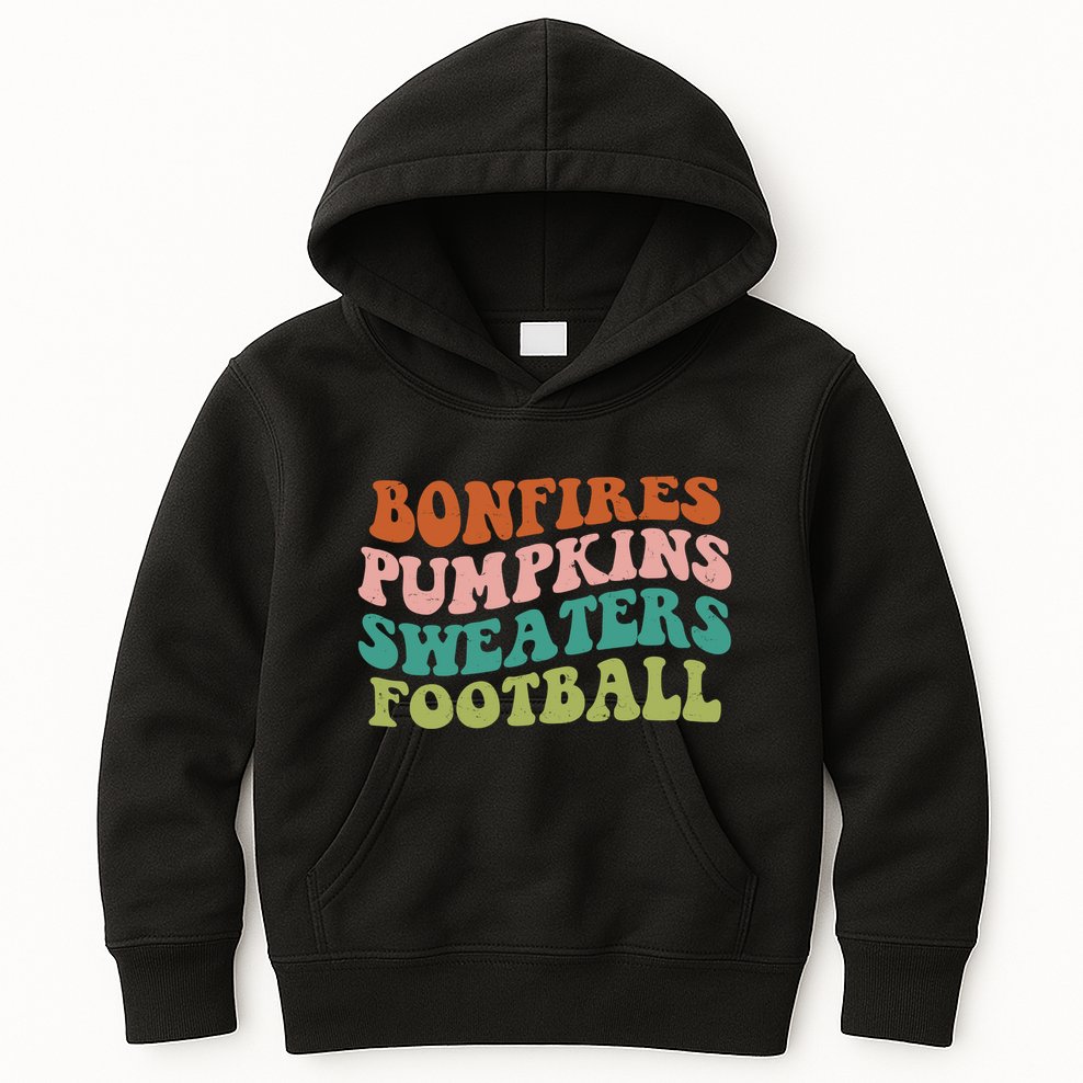 Bonfires Pumpkins Sweaters Football Fall Season Kids Hoodie