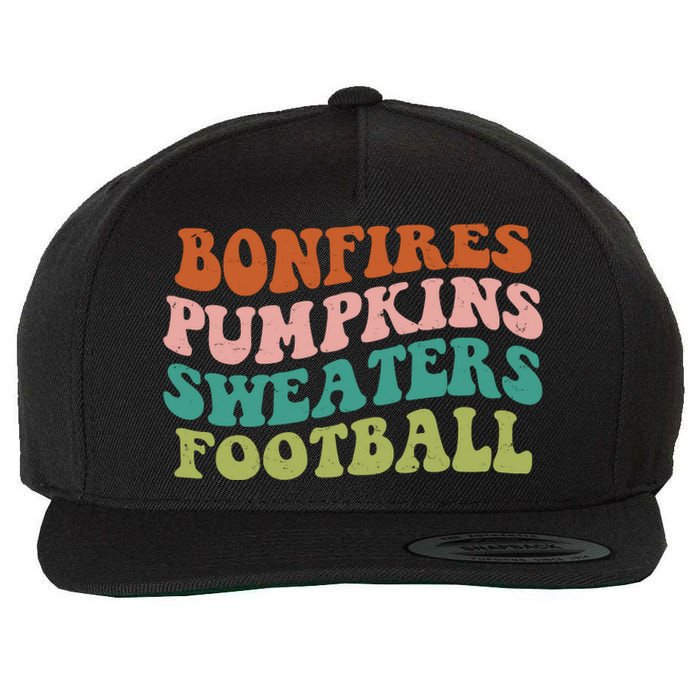 Bonfires Pumpkins Sweaters Football Fall Season Wool Snapback Cap