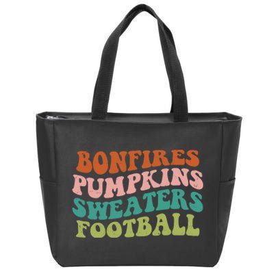 Bonfires Pumpkins Sweaters Football Fall Season Zip Tote Bag