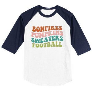 Bonfires Pumpkins Sweaters Football Fall Season Baseball Sleeve Shirt