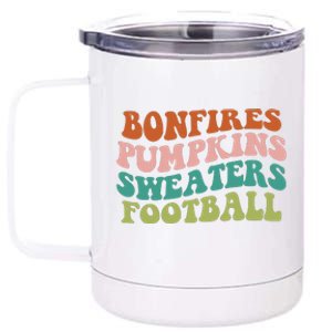 Bonfires Pumpkins Sweaters Football Fall Season 12 oz Stainless Steel Tumbler Cup