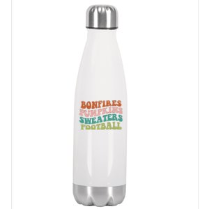 Bonfires Pumpkins Sweaters Football Fall Season Stainless Steel Insulated Water Bottle