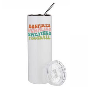 Bonfires Pumpkins Sweaters Football Fall Season Stainless Steel Tumbler