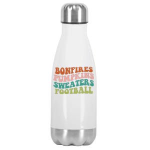 Bonfires Pumpkins Sweaters Football Fall Season Stainless Steel Insulated Water Bottle