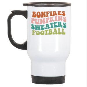 Bonfires Pumpkins Sweaters Football Fall Season Stainless Steel Travel Mug