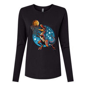 Basketball Player Trex Dinosaur Womens Cotton Relaxed Long Sleeve T-Shirt